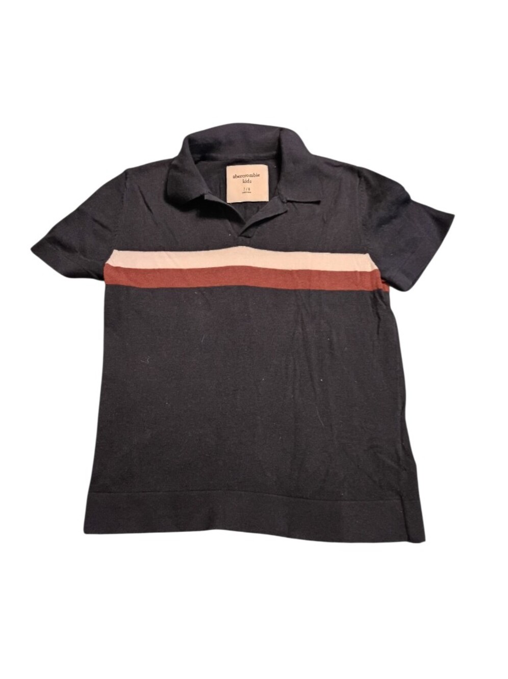 EUC Abercrombie & Fitch Black Collar Sweater with Cream and Burgundy Stripes